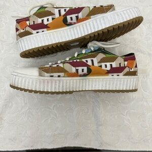 Caite Colorful Artisanal “La Casitas”  Hancrafted in Honduras Sneakers sz 37